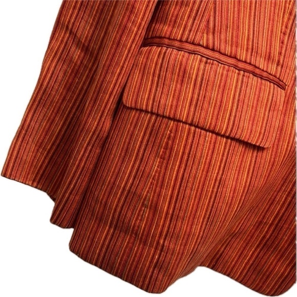 GIANNI Linen Petite Orange Striped Blazer Size 8 Imported Fabric Vintage - Picture 4 of 9